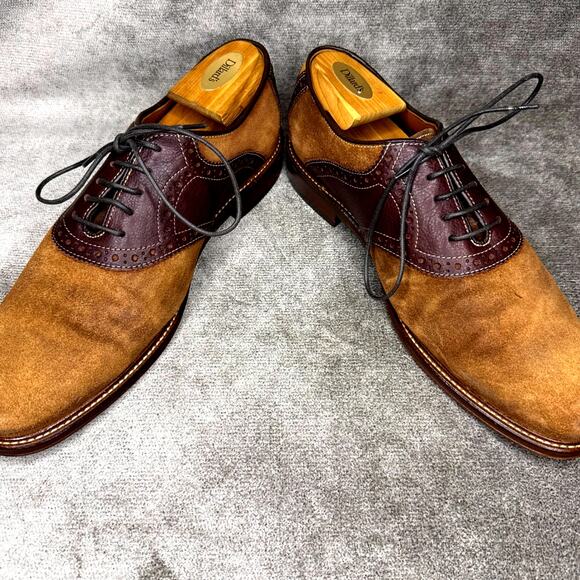 Johnston & Murphy Suede Saddle Oxford Brown 10M Rubber Sole main image 5